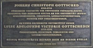 Gedenktafel für Johann Christoph Gottsched, Universitaetsstrasse, Leipzig. Entwurf Harald Alff
